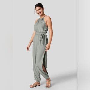 🛍HALARA Sleeveless Tie Back Belted Side Pocket Cut Out Cool Touch Jumpsuit,XS